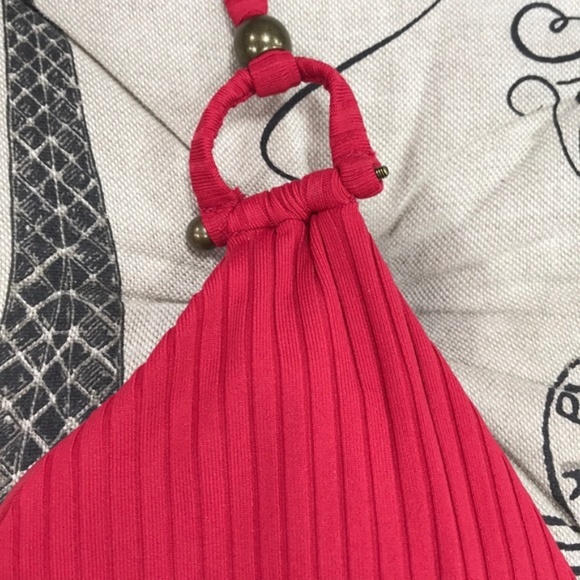 Red Carter Adanna Plunge One-Piece Halter Swimsuit - Picture 10 of 10